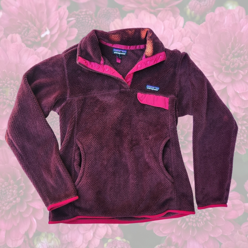 Patagonia Small Burgundy Re-Tool Snap Fleece Pullover